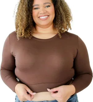 HALFTEE Crew Neck Long Sleeve Layering Tee | Crop Tops for Women & Teens | XS - 6X