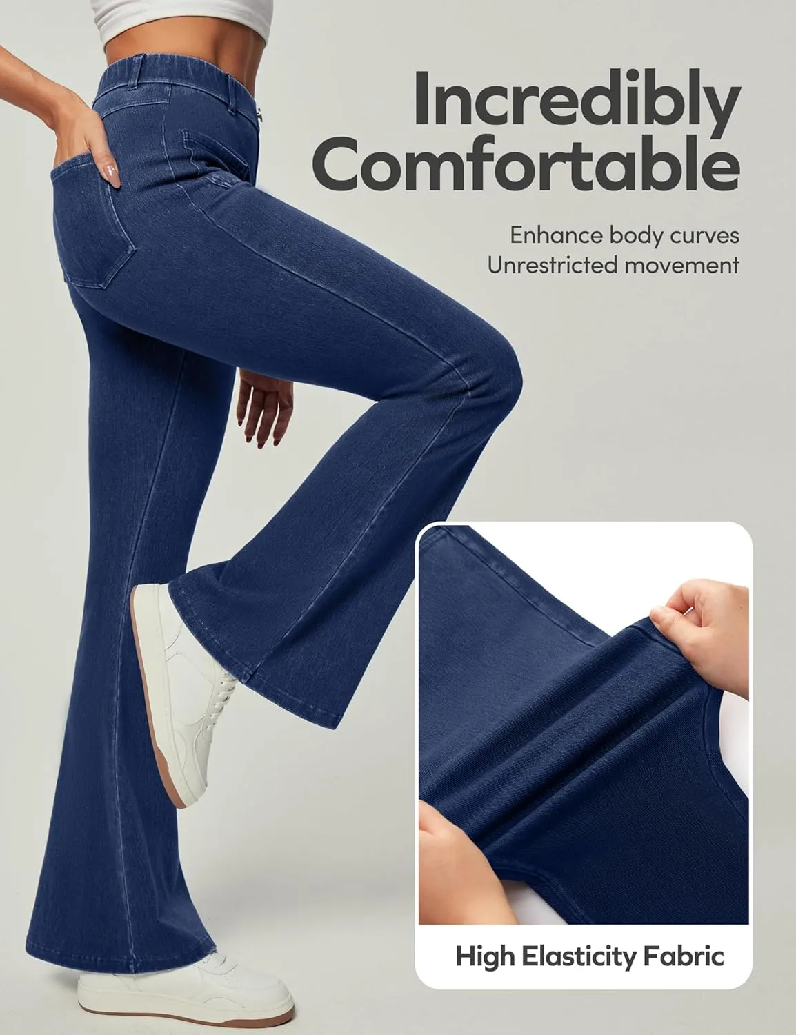 Heathyoga Bell Bottom Jeans for Women Stretchy Flare Jeans for Women Trendy High Waist Bootcut Jeans Jeggings Tummy Control
