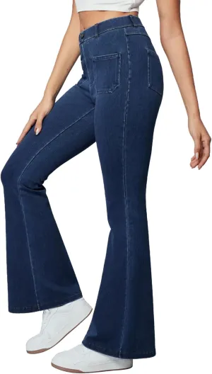 Heathyoga Bell Bottom Jeans for Women Stretchy Flare Jeans for Women Trendy High Waist Bootcut Jeans Jeggings Tummy Control