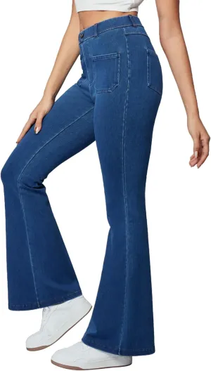 Heathyoga Bell Bottom Jeans for Women Stretchy Flare Jeans for Women Trendy High Waist Bootcut Jeans Jeggings Tummy Control