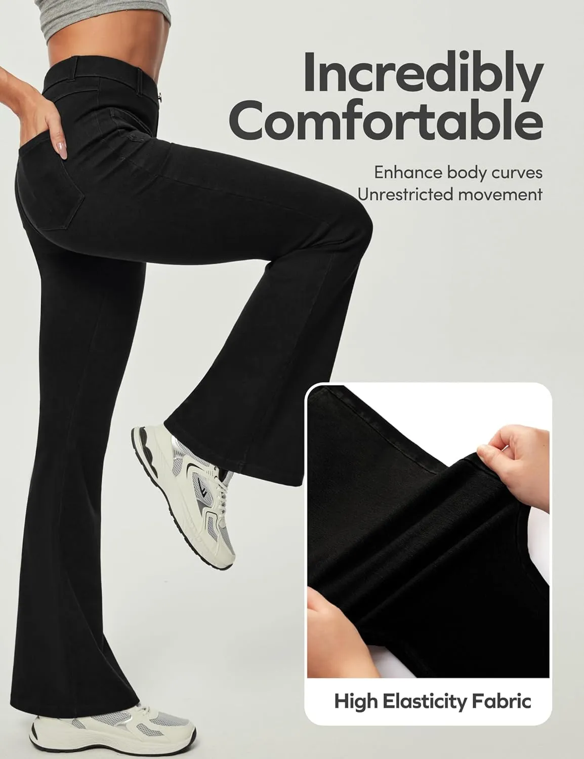 Heathyoga Bell Bottom Jeans for Women Stretchy Flare Jeans for Women Trendy High Waist Bootcut Jeans Jeggings Tummy Control