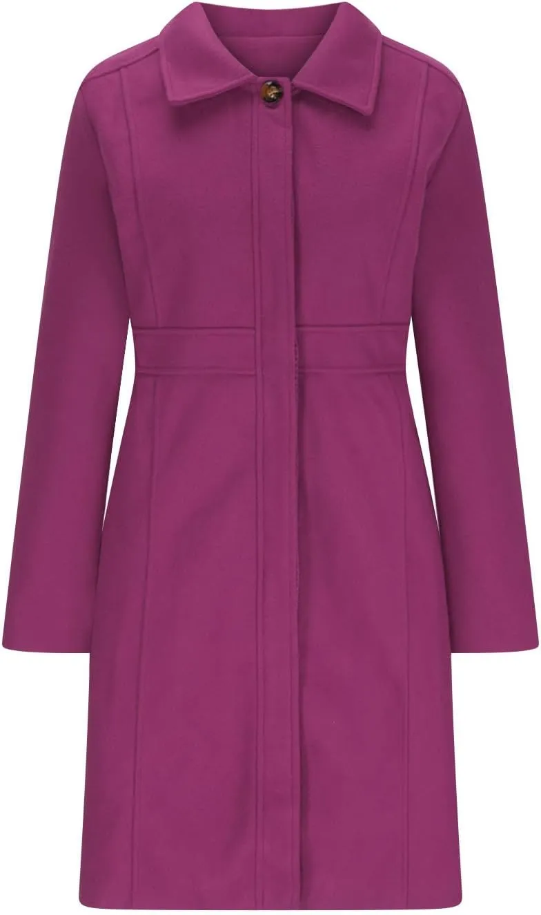 HGps8w Women's Winter Woolen Trench Coat Single Breasted Business Casual Midi Long Lapel Jacket with Pockets