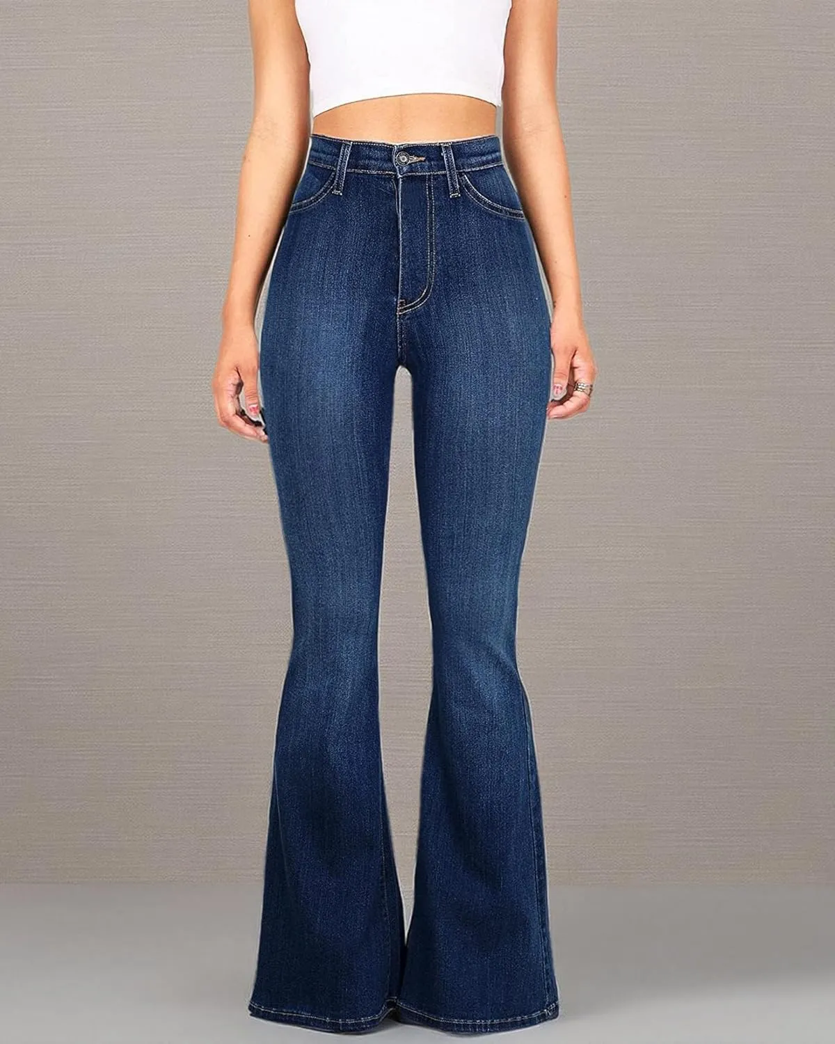 High Waisted Bell Bottom Jeans for Women Black Flare Jeans Retro Bootcut Jeans Stretch Wide Leg Denim Pants
