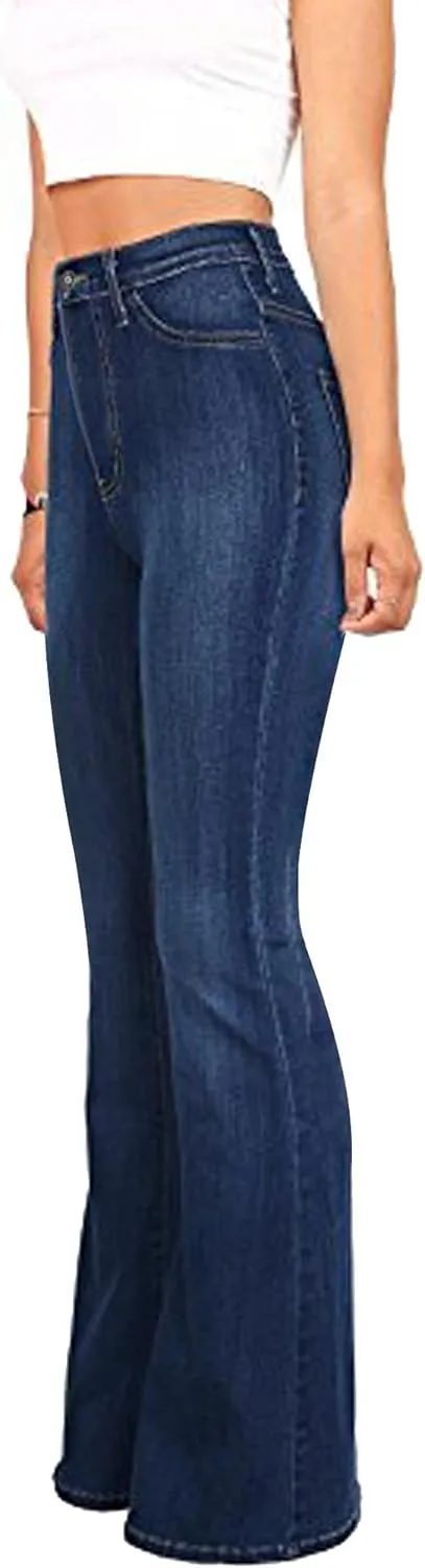 High Waisted Bell Bottom Jeans for Women Black Flare Jeans Retro Bootcut Jeans Stretch Wide Leg Denim Pants