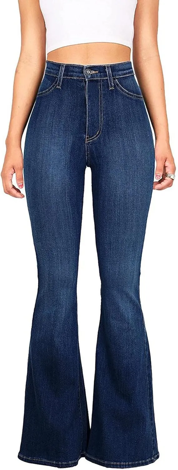 High Waisted Bell Bottom Jeans for Women Black Flare Jeans Retro Bootcut Jeans Stretch Wide Leg Denim Pants