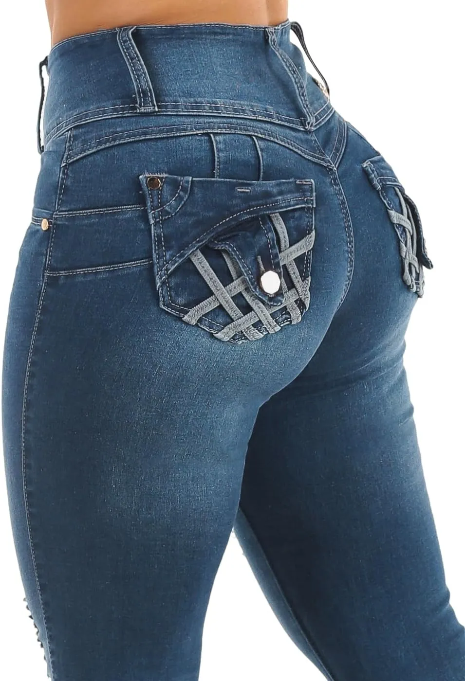 High Waisted Butt Lifting Skinny Jeans - Distressed Levanta Cola Stretchy Jeans