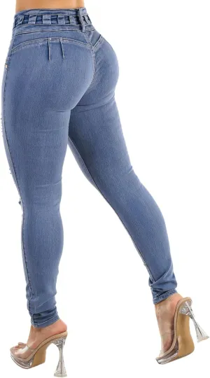 High Waisted Butt Lifting Skinny Jeans - Distressed Levanta Cola Stretchy Jeans