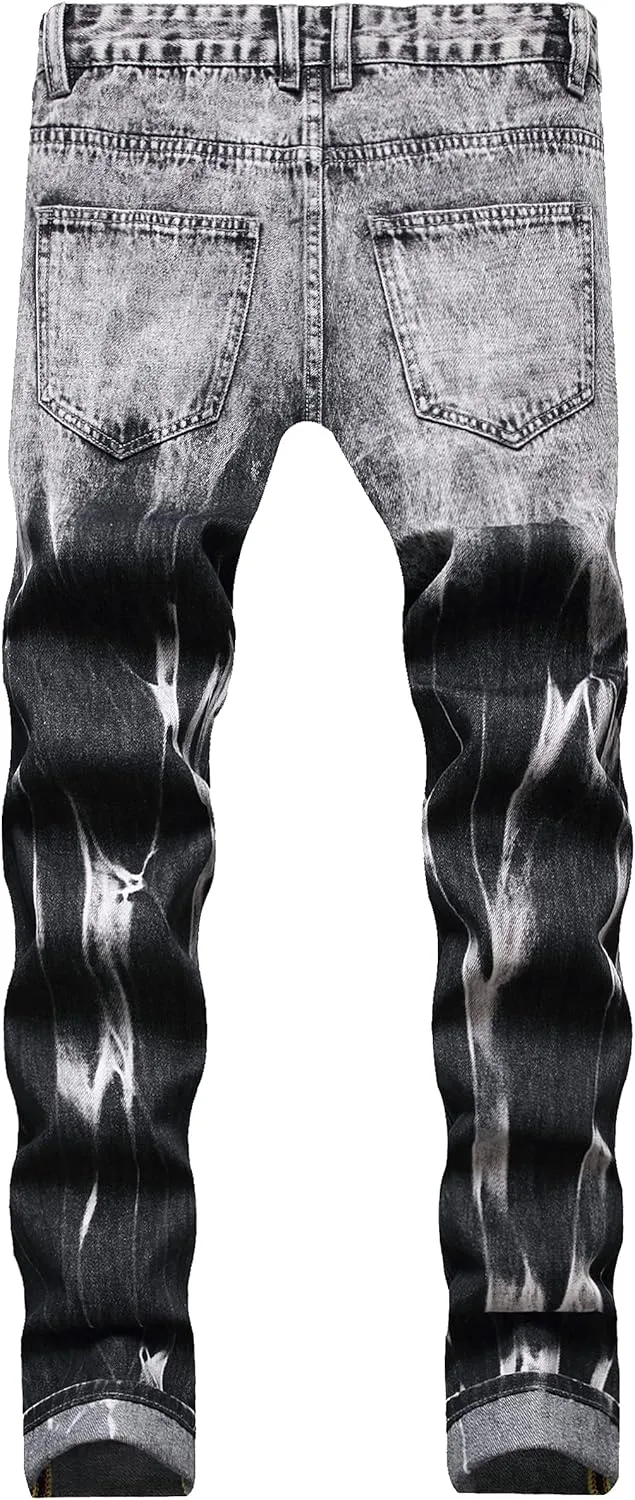 Homllyer Ripped Jeans for Men,Mens Slim Straight Fit Denim Jeans
