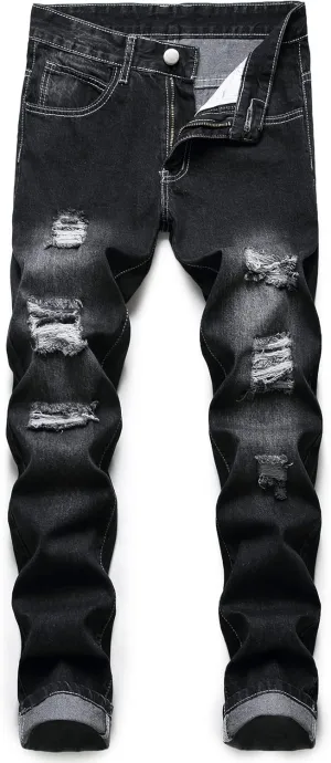 Homllyer Ripped Jeans for Men,Mens Slim Straight Fit Denim Jeans