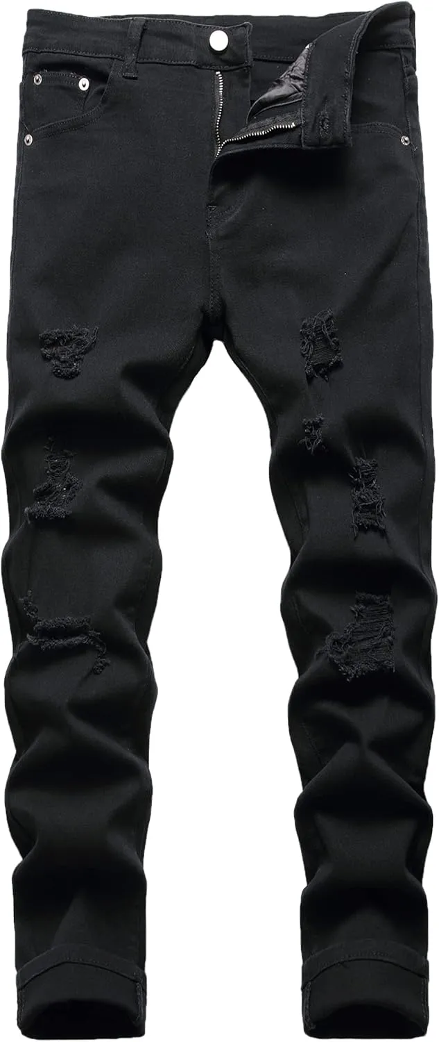 Homllyer Ripped Jeans for Men,Mens Slim Straight Fit Denim Jeans