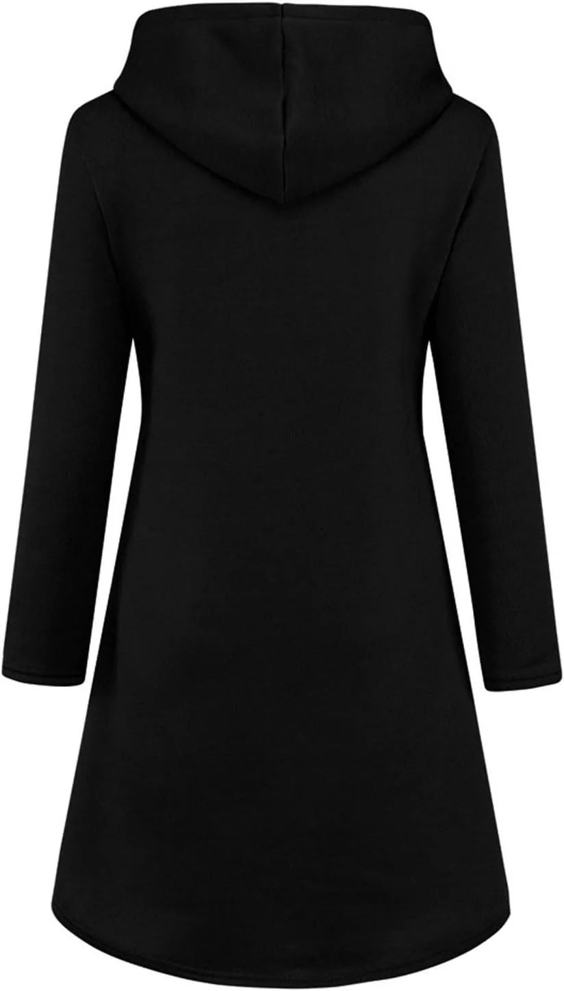 Hoodie Dress for Women 2024 Slim Casual Long Sleeve High Waist Drawstring Pullover Hooded Sweatshirt Dresses