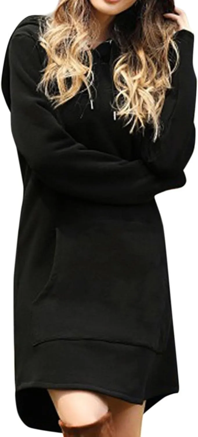 Hoodie Dress for Women 2024 Slim Casual Long Sleeve High Waist Drawstring Pullover Hooded Sweatshirt Dresses