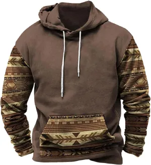 Hoodies for Men Graphic Design Aztec Ethnic Print Hooded Sweatshirts Casual Long Sleeve Fashion Christmas Shirts