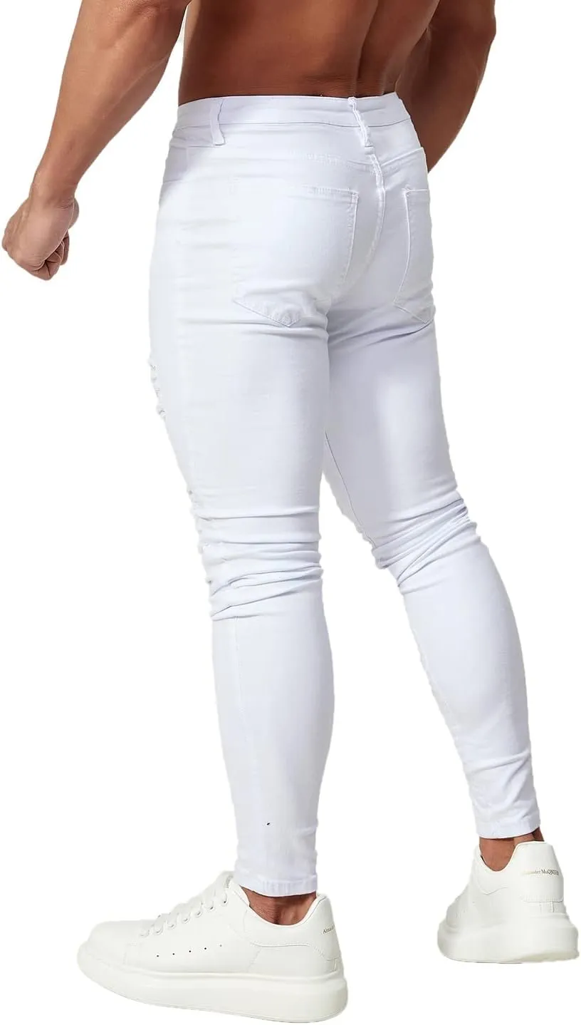 HUNGSON Men's Ripped Skinny Jeans Stretchy Slim Fit Jeans Pants for Men