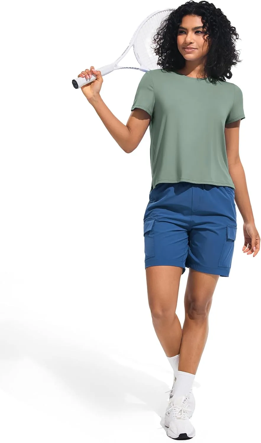 Ice Silk Women's Short Sleeve Workout Shirts Loose Fit Side Slits Athletic Tee Tops