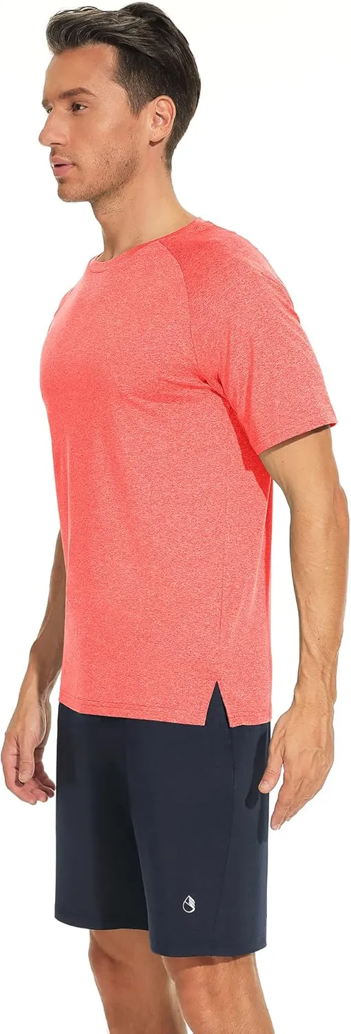 icyzone Workout Shirts for Men, Quick-Dry Athletic Gym Exercise Running Short Sleeves Tee