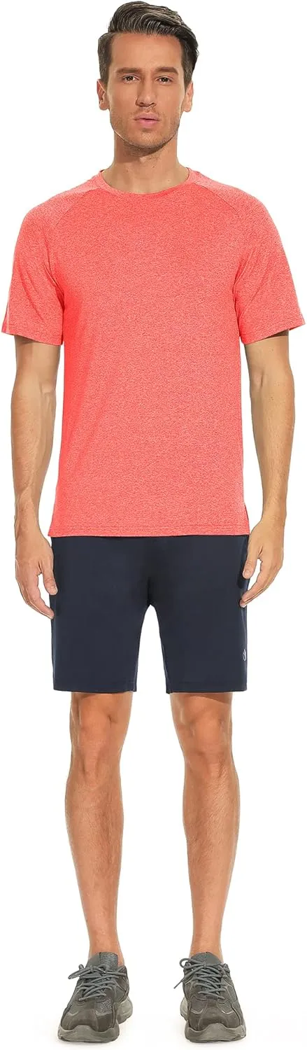 icyzone Workout Shirts for Men, Quick-Dry Athletic Gym Exercise Running Short Sleeves Tee