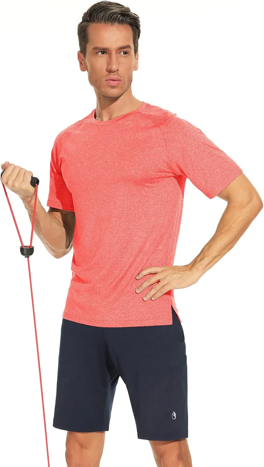 icyzone Workout Shirts for Men, Quick-Dry Athletic Gym Exercise Running Short Sleeves Tee