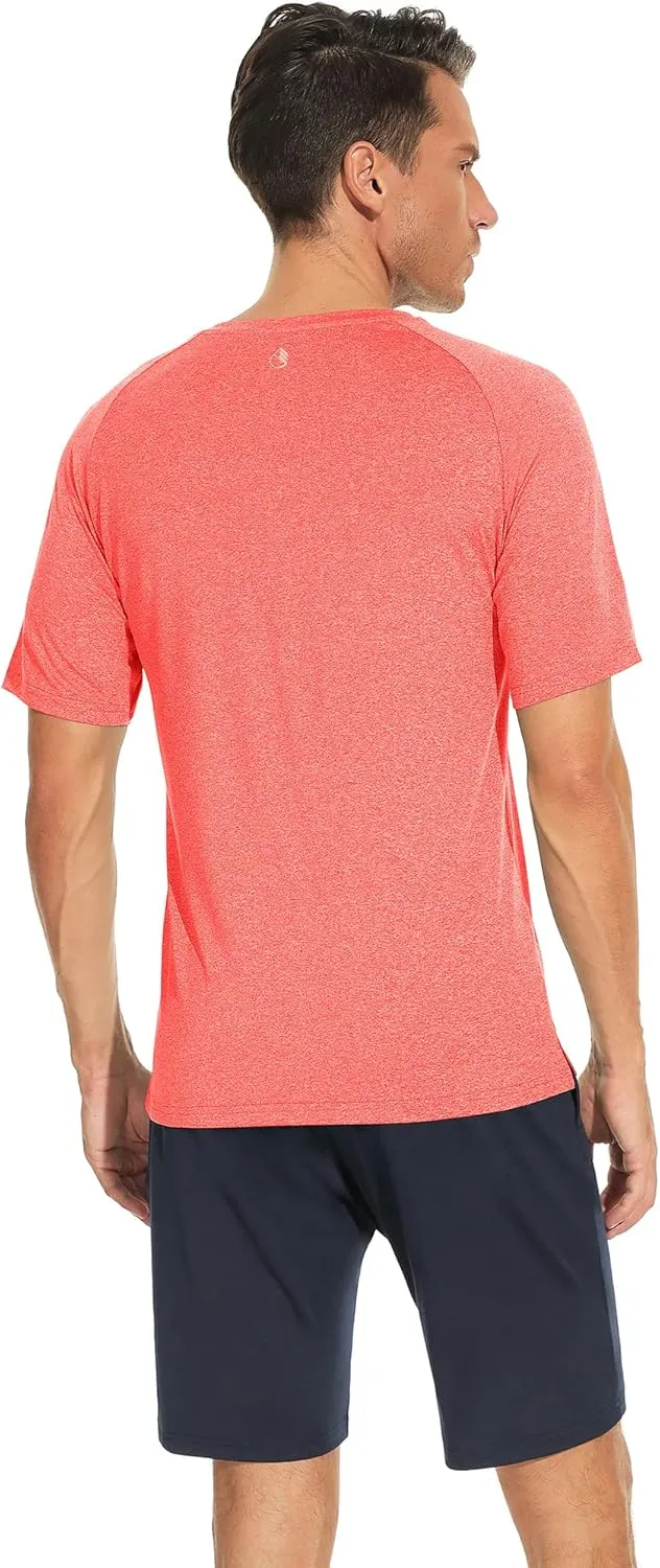 icyzone Workout Shirts for Men, Quick-Dry Athletic Gym Exercise Running Short Sleeves Tee