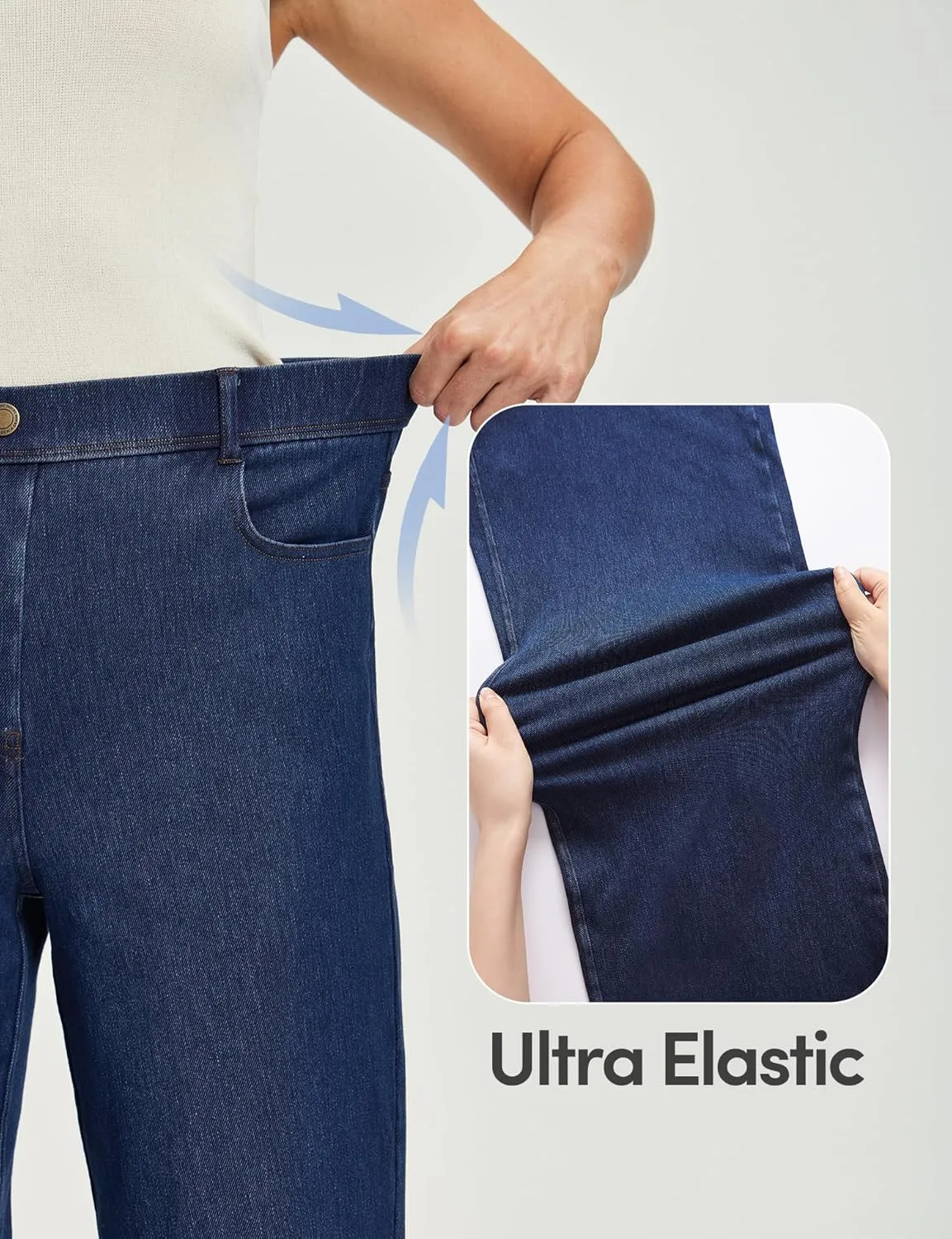 IUGA Wide Leg Jeans Woman Stretchy Pull On Baggy Jeans High Waisted Trendy Womens Jeans Straight Casual Denim Pants