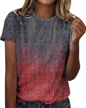 IWOLLENCE Women's Vintage Floral Crewneck Short Sleeve Tops Casual Summer Wildflower Plant Tee Shirts