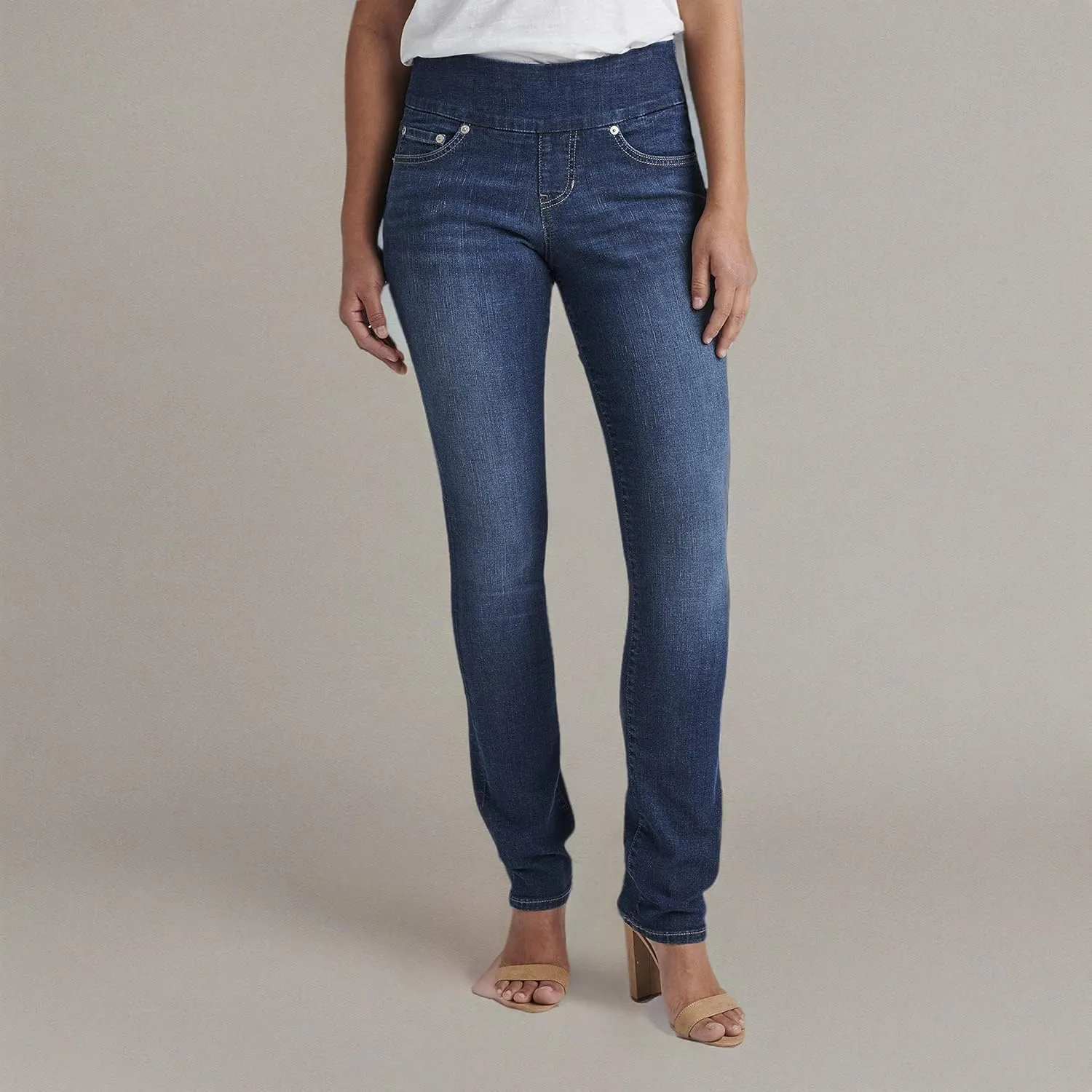 JAG Jeans Women's Peri Mid Rise Straight Leg Pull-on Jeans