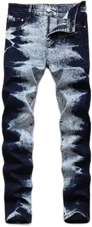 JE&NS Men's Ripped Jeans, Slim Fit Straight Leg, Denim Jeans Pants for Men