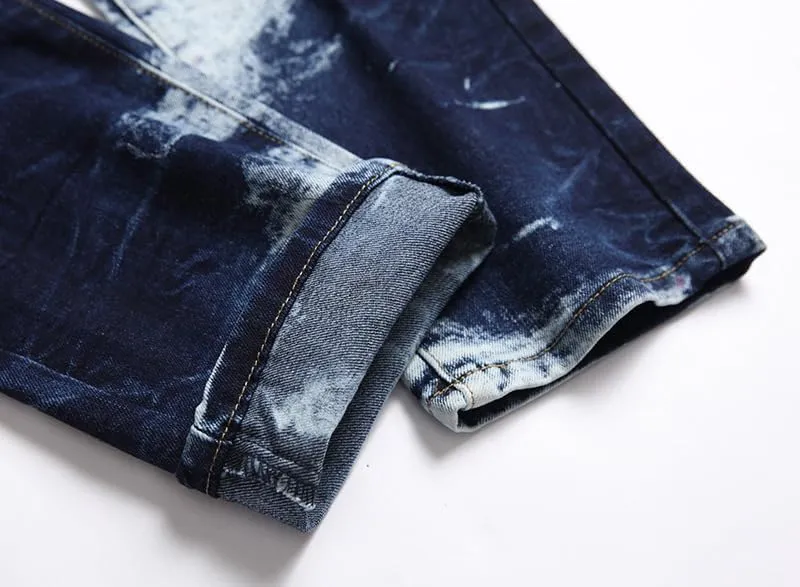 JE&NS Men's Ripped Jeans, Slim Fit Straight Leg, Denim Jeans Pants for Men