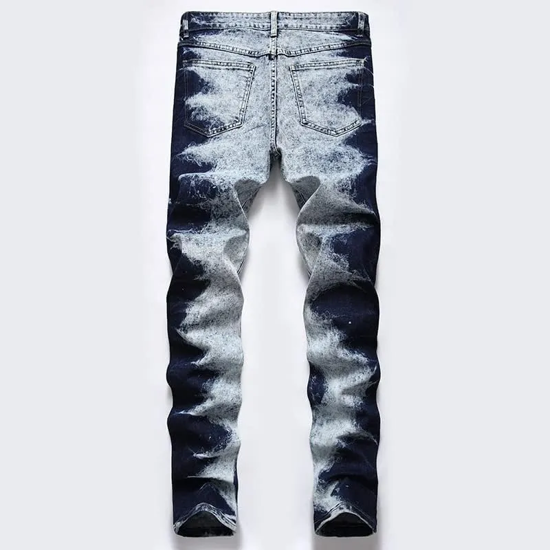JE&NS Men's Ripped Jeans, Slim Fit Straight Leg, Denim Jeans Pants for Men