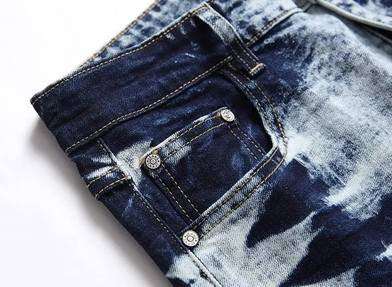 JE&NS Men's Ripped Jeans, Slim Fit Straight Leg, Denim Jeans Pants for Men