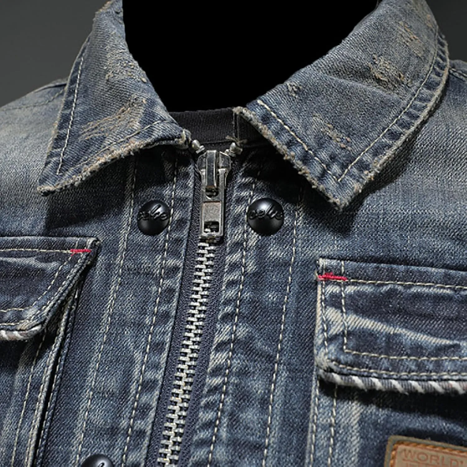 Jean Jacket for Men Slim Fit Vintage Washed Denim Jacket Coat Long Sleeve Teen Boys Hip Hop Rock Motorcycle Jackets