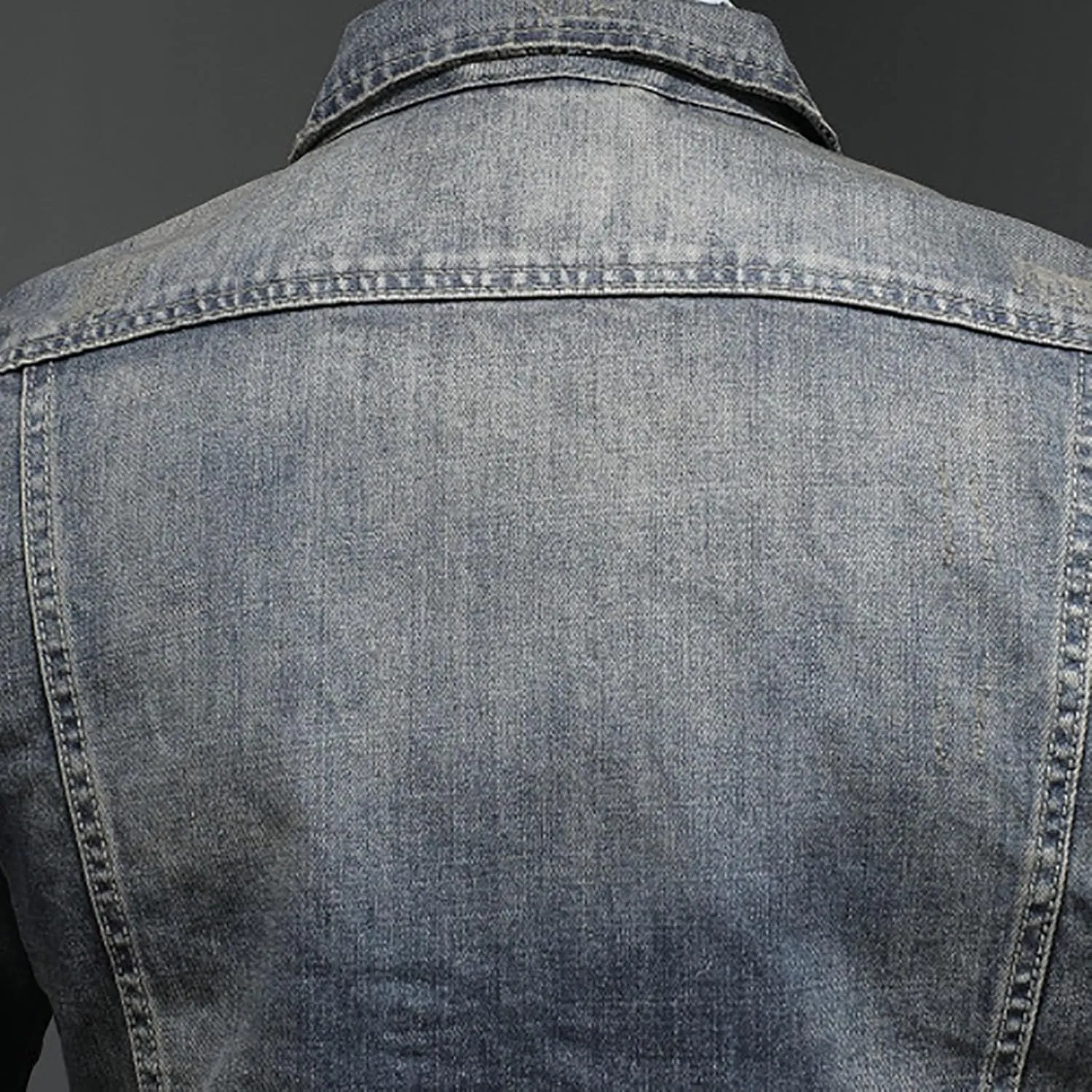 Jean Jacket for Men Slim Fit Vintage Washed Denim Jacket Coat Long Sleeve Teen Boys Hip Hop Rock Motorcycle Jackets