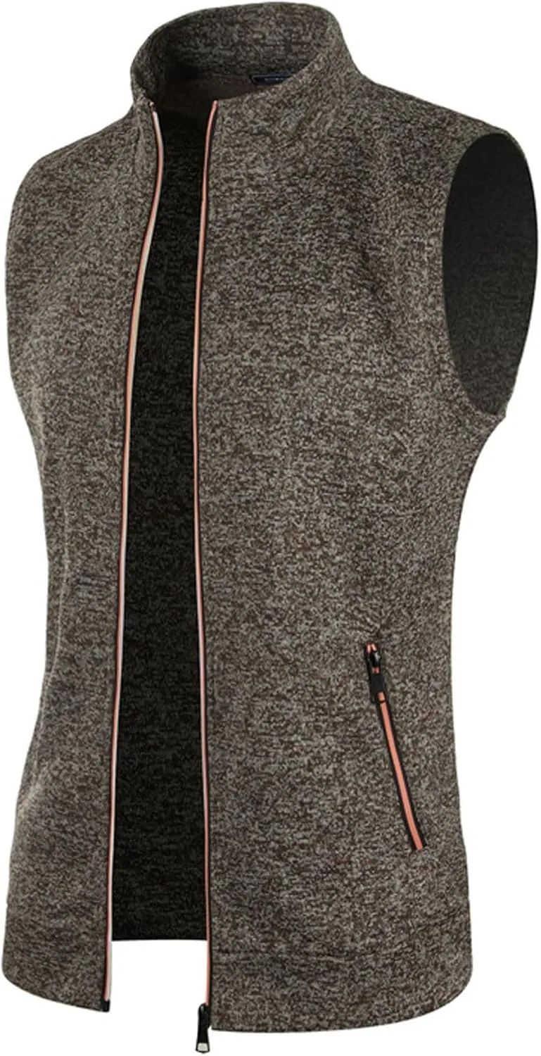 jsaierl Men's Casual Stand Collar Vest Full Zip Up Jacket Coat Vest Lightweight Slim Fit Vest Jackets with Zipper Pockets