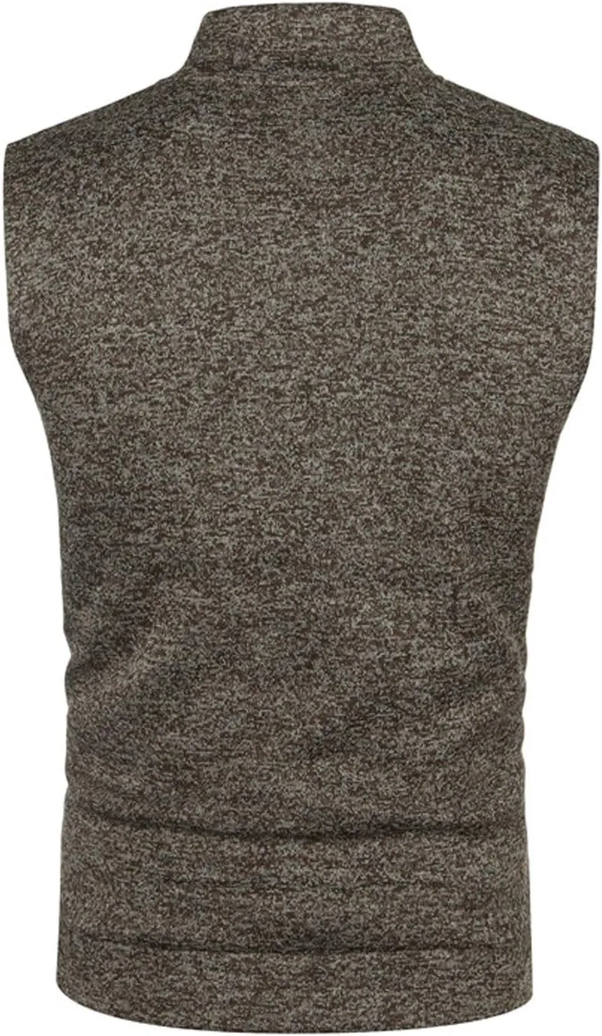 jsaierl Men's Casual Stand Collar Vest Full Zip Up Jacket Coat Vest Lightweight Slim Fit Vest Jackets with Zipper Pockets