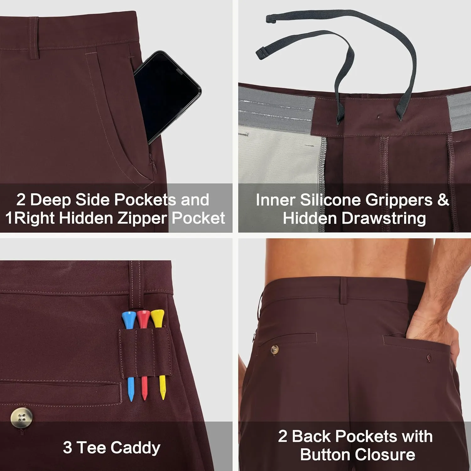 JWM Mens 7"/9" Stretch Golf Shorts - Lightweight Hybrid Casual Dress Work Flat Front Shorts with 5 Pockets Quick Dry UPF50