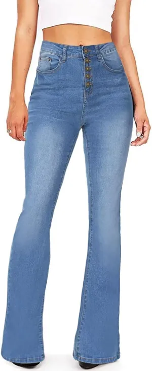 KDF Flare Jeans for Women Women's Bootcut Bell Bottom Jeans High Waisted Stretch Slimming Bell Bottoms Jeans