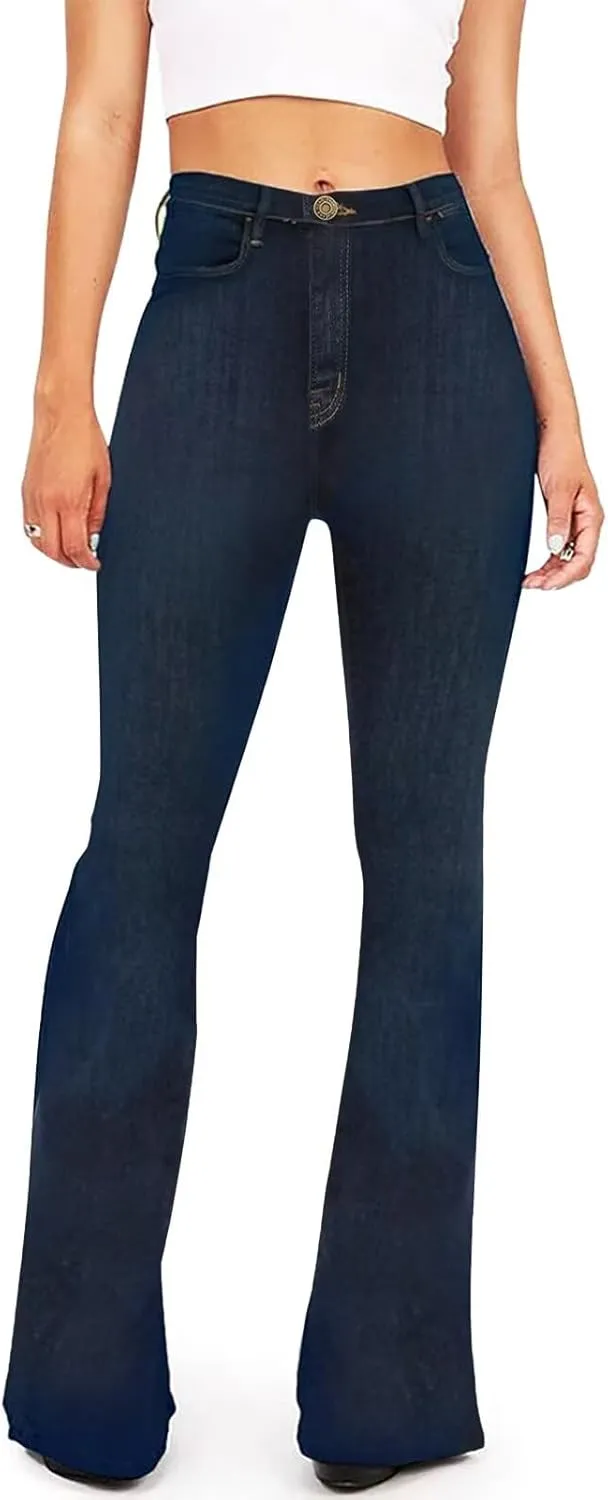 KDF Flare Jeans for Women Women's Bootcut Bell Bottom Jeans High Waisted Stretch Slimming Bell Bottoms Jeans