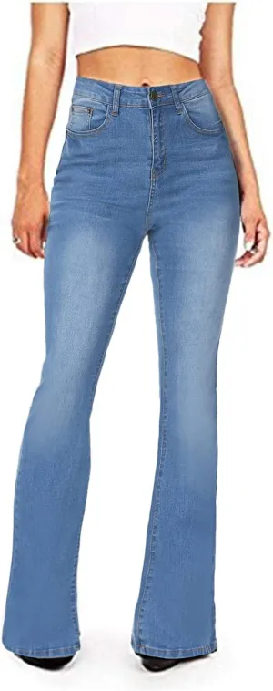KDF Flare Jeans for Women Women's Bootcut Bell Bottom Jeans High Waisted Stretch Slimming Bell Bottoms Jeans