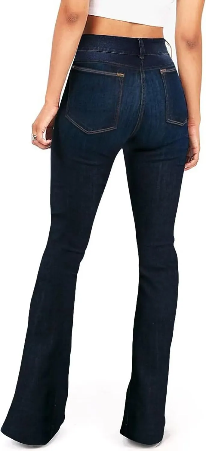 KDF Flare Jeans for Women Women's Bootcut Bell Bottom Jeans High Waisted Stretch Slimming Bell Bottoms Jeans