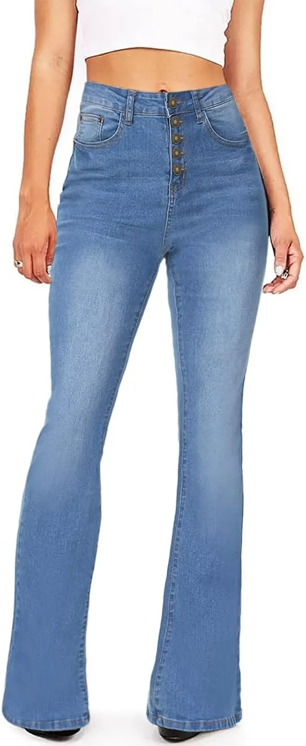 KDF Flare Jeans for Women Women's Bootcut Bell Bottom Jeans High Waisted Stretch Slimming Bell Bottoms Jeans