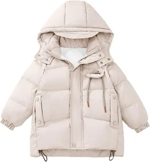 Kids Toddler Baby Girls Boys Winter Warm Thick Solid Cotton Long Sleeve Padded Jacket Coat Clothes Booth Coat