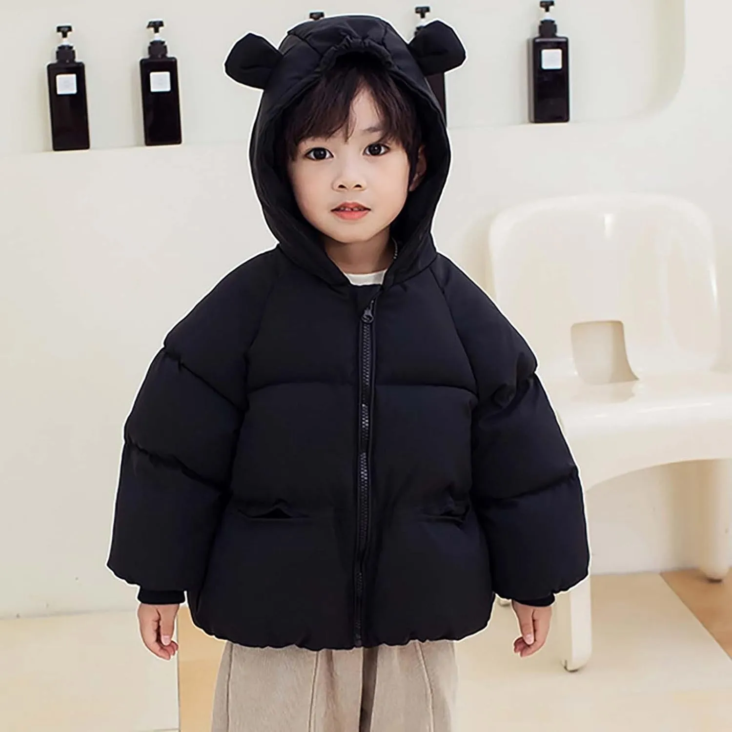 Kids Toddler Baby Girls Boys Winter Warm Thick Solid Cotton Long Sleeve Padded Jacket Coat Winter Jackets for Boys
