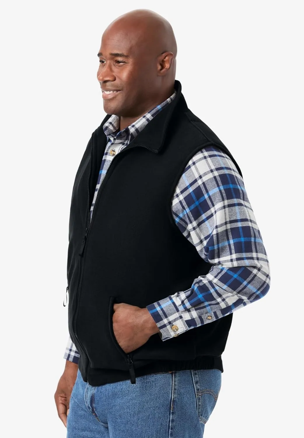 KingSize Men's Big & Tall Explorer Plush Fleece Zip Vest