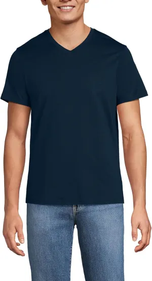Lands' End Men's Short Sleeve American-Grown Supima Cotton V-Neck Tee