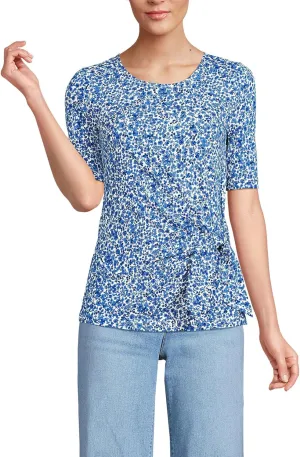 Lands' End Women's Lightweight Jersey Tie Front Top