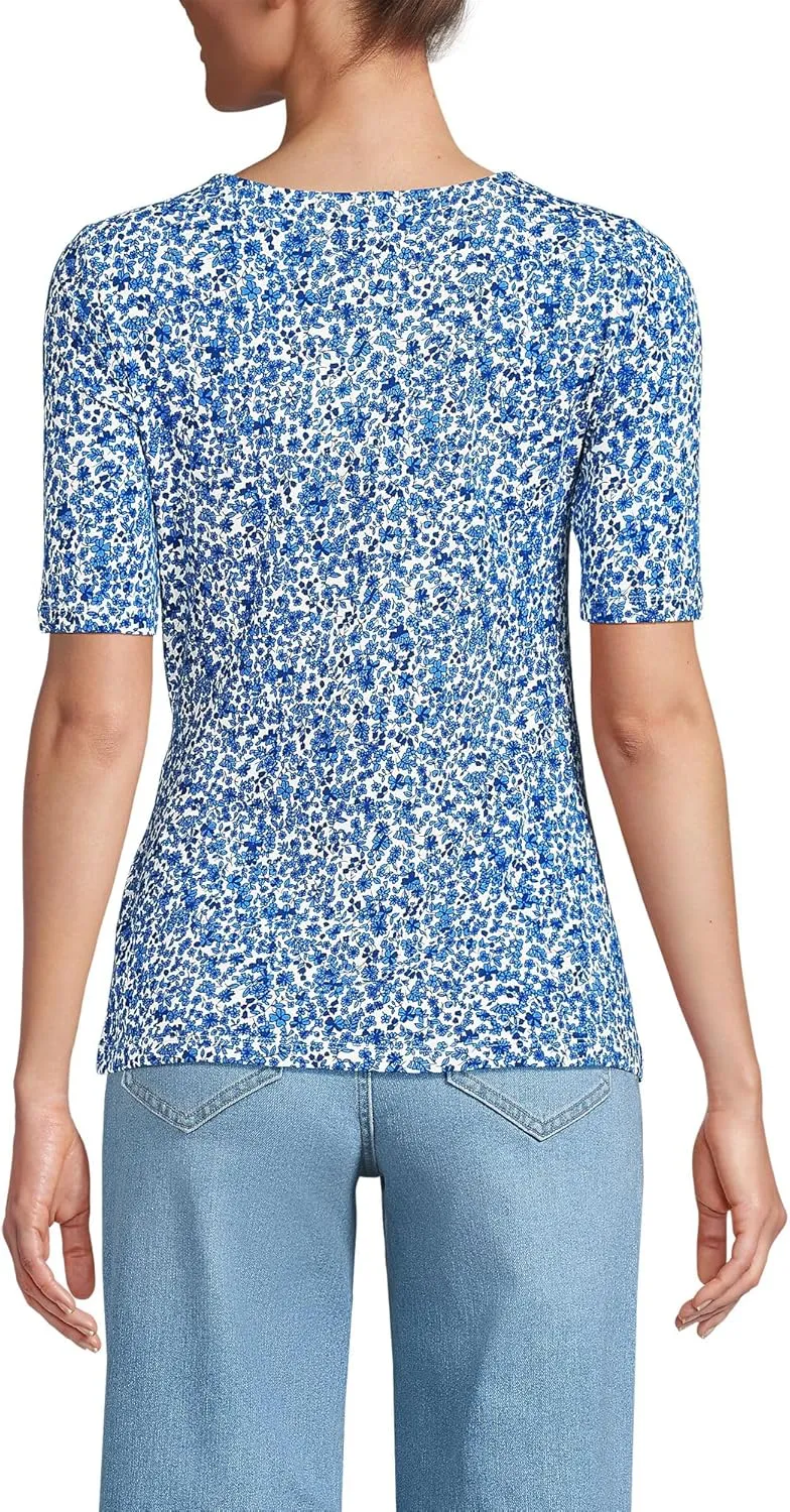 Lands' End Women's Lightweight Jersey Tie Front Top
