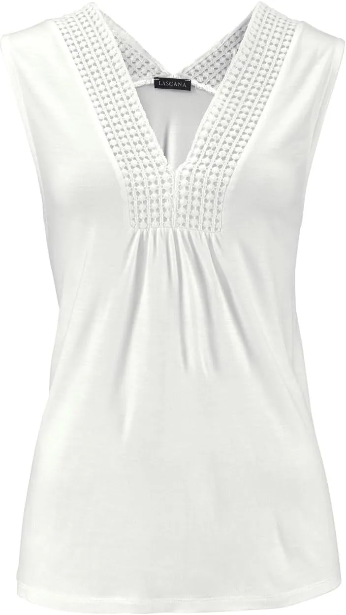 LASCANA Women's Crochet Insert Tank Top