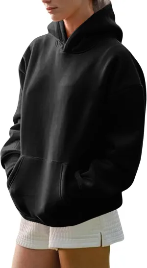 lcyhony Fleece Plus Size Hoodies for Women Trendy Fall Long Sleeve Pullover Sweatshirts Winter Warm Comfy Coats with Pockets