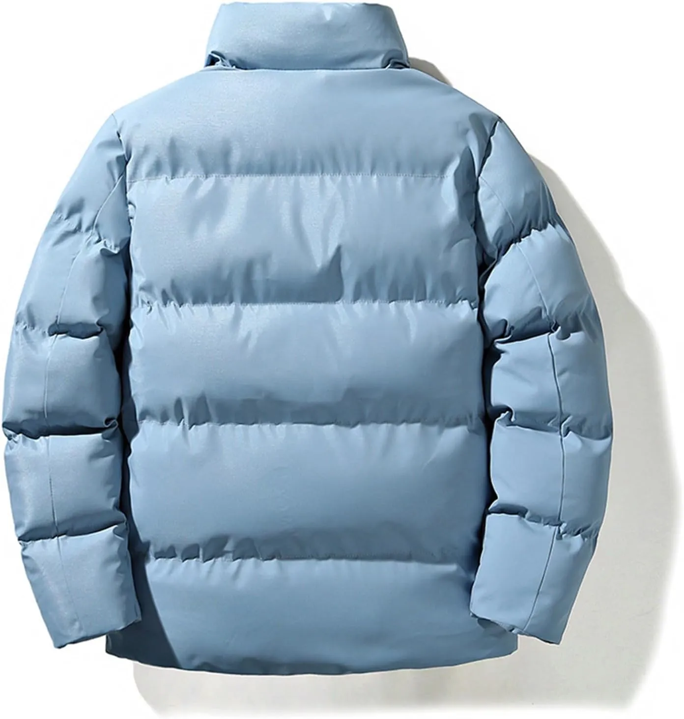 lcziwo Mens Oversized Winter Puffer Jacket Full Zip Stand Collar Warm Quilted Coat Thicken Outdoor Cotton-Padded Jacket