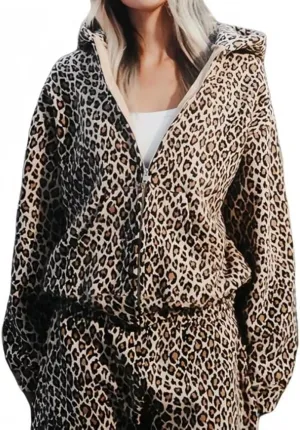 Leopard Print Hoodie For Women Oversized Cheetah Print Hoodie Sweatshirt Y2k Hoodie Pullover Tops